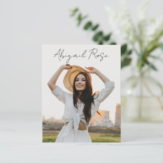 Modern Script 2023 Photo Afstudeerder Photo Card B (Staand voorkant)