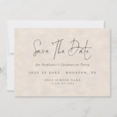 Modern Script 2025 Cream Texture Afstuderen Save The Date (Voorkant)