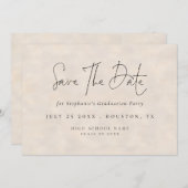 Modern Script 2025 Cream Texture Afstuderen Save The Date (Voorkant / Achterkant)