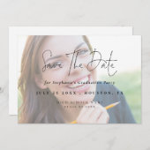 Modern Script 2025 Photo Light Overlay Afstuderen Save The Date (Voorkant / Achterkant)