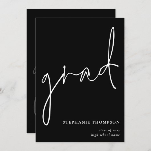 Modern Script 2025 Zwart Afstuderen Aankondiging (Voorkant / Achterkant)