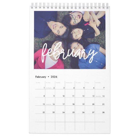 Modern script 2026 familiefoto kalender (Feb 2026)