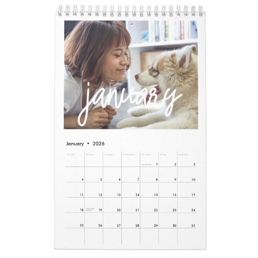 Modern script 2026 familiefoto kalender (Jan 2026)