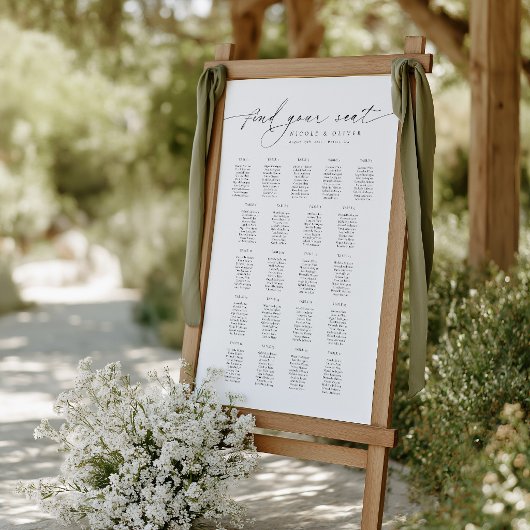 Modern Script 21 Tafels Welkom Zitplaatsenkaart Poster