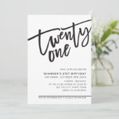 MODERN SCRIPT 21ste verjaardag zwart wit Kaart (Staand voorkant)