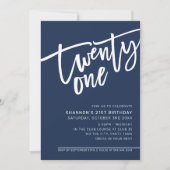 MODERN SCRIPT 21ste verjaardagsfeest donker marine Kaart (Voorkant)