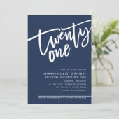 MODERN SCRIPT 21ste verjaardagsfeest donker marine Kaart (Staand voorkant)