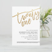 MODERN SCRIPT 21ste verjaardagsfeest gouden glitte Kaart (Staand voorkant)