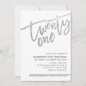 MODERN SCRIPT 21ste verjaardagsfeest zilveren glit Kaart (Voorkant)