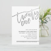 MODERN SCRIPT 21ste verjaardagsfeest zilveren glit Kaart (Staand voorkant)