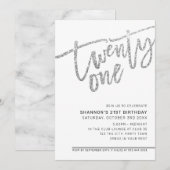 MODERN SCRIPT 21ste verjaardagsfeest zilveren glit Kaart (Voorkant / Achterkant)