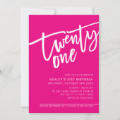 MODERN SCRIPT 21ste verjaardagsfeestje heet roze w Kaart (Voorkant)