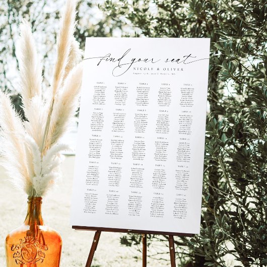 Modern Script 25 Tafels Welkom Zitplaats Chart Poster