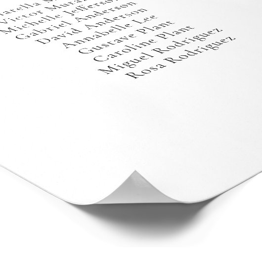 Modern Script 25 Tafels Welkom Zitplaats Chart Poster (Hoek)