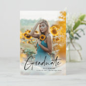 Modern Script 2 Foto Afstudeerfeest Kaart (Staand voorkant)