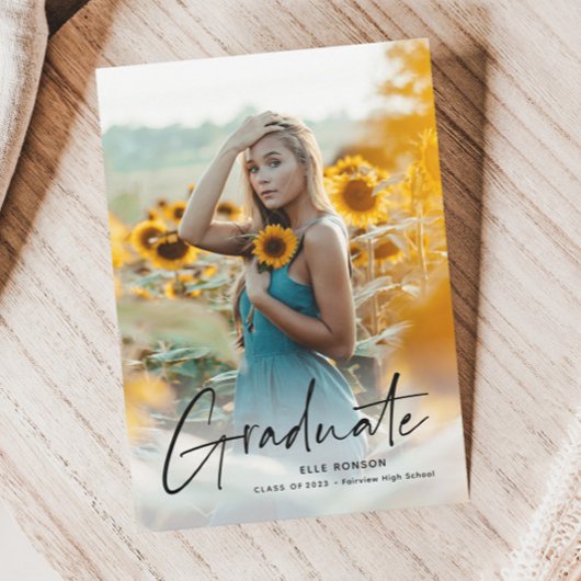 Modern Script 2 Foto Afstudeerfeest Kaart