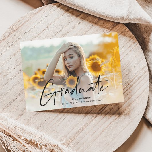 Modern Script 2 Foto Afstudeerfeest Kaart