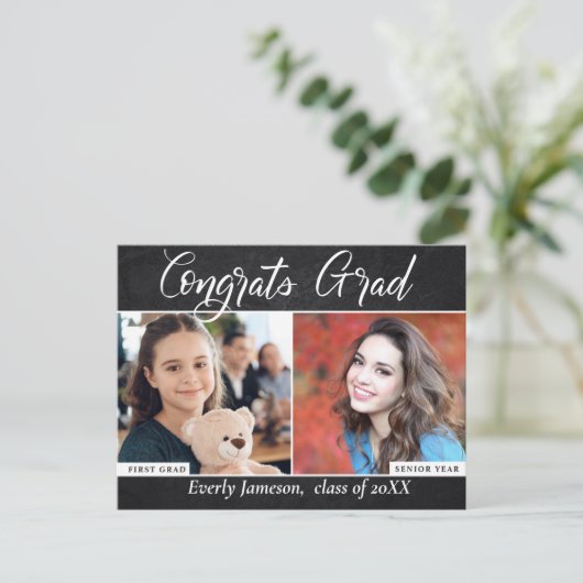 Modern Script 2 FOTO Afstudeerfeest uitnodiging (Staand voorkant)