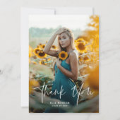 Modern Script 2 Foto Afstuderen Bedankkaart (Voorkant)