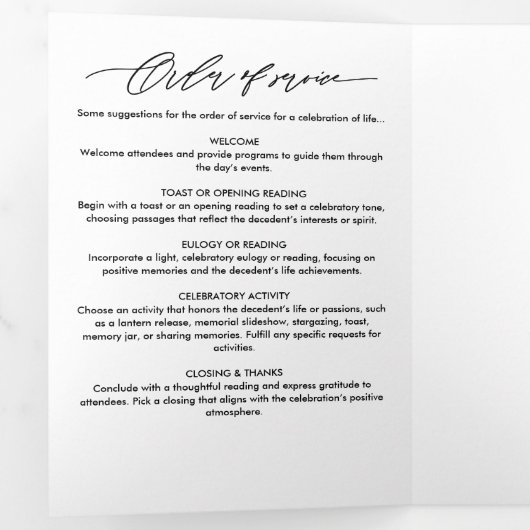 Modern Script 2-foto begrafenis / gedenkteken Drieluik Programma (Binnenzijde eerst)