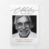 Modern Script 2-foto begrafenis / gedenkteken Drieluik Programma (Cover)