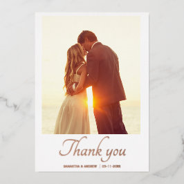 Modern script 2 foto bruiloft bedankt je kaart