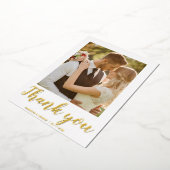 Modern script 2 foto bruiloft bedankt je kaart (Gedraaid)