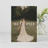 Modern Script 2-foto bruiloft elopement Aankondiging (Staand voorkant)