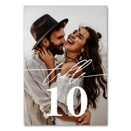 Modern Script 2-foto bruiloft Kaart (Achterkant)