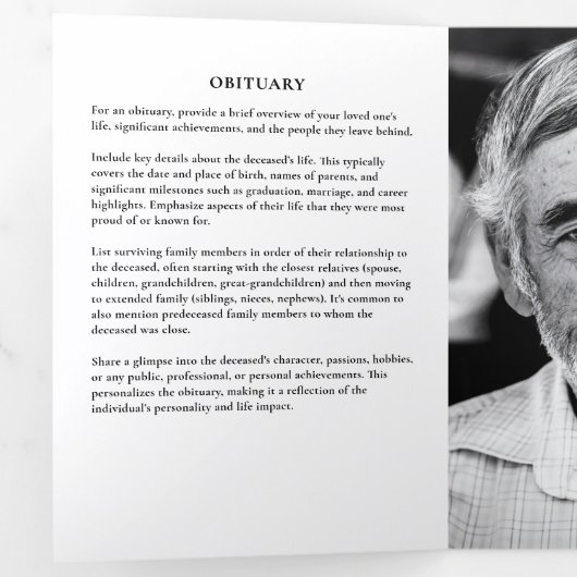 Modern Script 2-Foto Drievoudig Rouwprogramma Drieluik Programma (Binnenzijde eerst)