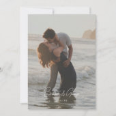 Modern Script 2-foto Elopement bruiloft receptie Kaart (Voorkant)