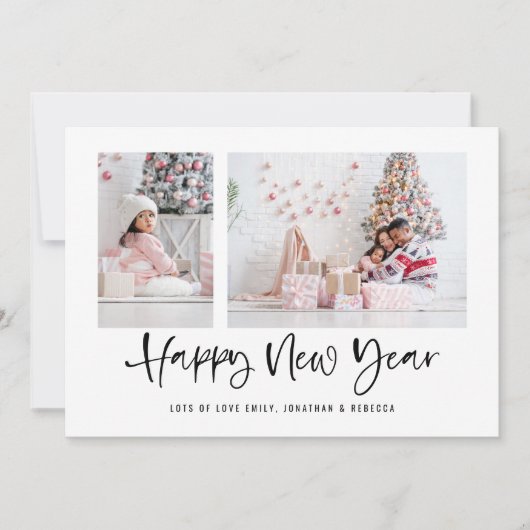 Modern Script 2 Foto Gelukkig Nieuwjaar 2026 Kalen Feestdagenkaart (Voorkant)