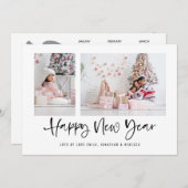 Modern Script 2 Foto Gelukkig Nieuwjaar 2026 Kalen Feestdagenkaart (Voorkant / Achterkant)