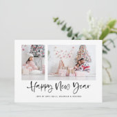 Modern Script 2 Foto Gelukkig Nieuwjaar 2026 Kalen Feestdagenkaart (Staand voorkant)