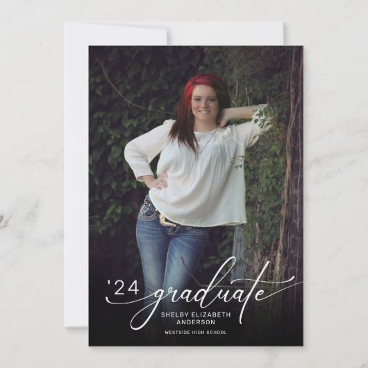 Modern script 2 Foto Verticaal Afstuderen Kaart (Voorkant)