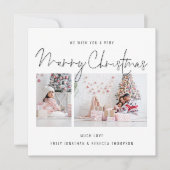 Modern Script 2 Foto Vrolijk Kerstfeest Kaart Notitiekaartje (Voorkant)
