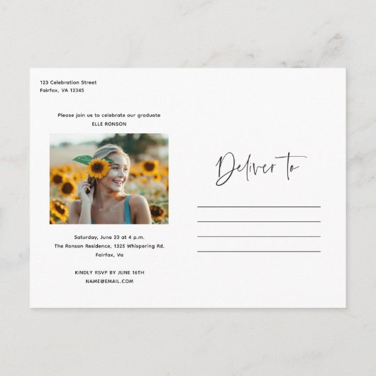 Modern script 2 Fotogradatie Partij Uitnodiging Briefkaart (Achterkant)