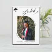 Modern Script 2 foto's Afstudeerfeest Kaart (Staand voorkant)