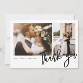 Modern Script 2 Foto's bruiloft Bedankkaart (Voorkant)