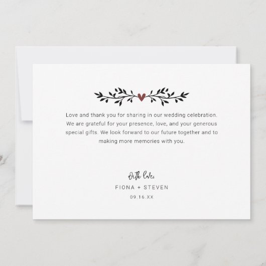 Modern Script 2 Foto's bruiloft Bedankkaart (Achterkant)