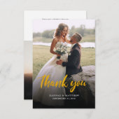 Modern Script 2 Foto's bruiloft Bedankkaart (Voorkant / Achterkant)