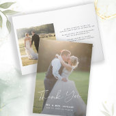 Modern script 2 foto's bruiloft bedankt kaart