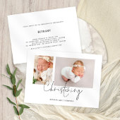 Modern script 2 Foto's Christening Kaart