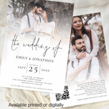 Modern Script 2 Foto's Overlay QR Code Bruiloft