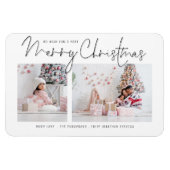 Modern Script 2 Foto's voor vrolijk kerstfeest Magneet (Horizontaal)