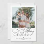 Modern script 2 foto's Vrolijk kerstfeest Feestdagenkaart (Voorkant)