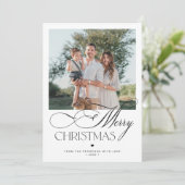 Modern script 2 foto's Vrolijk kerstfeest Feestdagenkaart (Staand voorkant)
