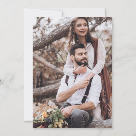 Modern Script 2 Foto's Weddenschap Kaart (Achterkant)