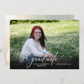Modern script 2 Horizontaal foto Afstuderen Kaart (Voorkant / Achterkant)