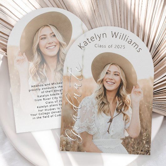 Modern Script 2 Photo Afstuderen aangekondigd Kaart